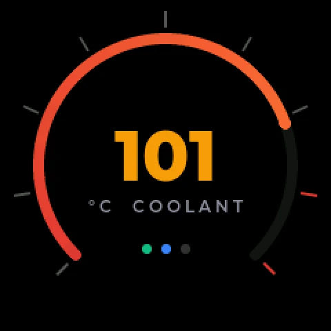 The gauge showing a coolant temperature reading approaching its warning threshold